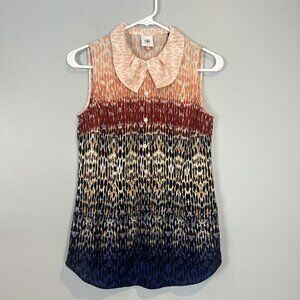 Cabi Womens Sz XS Love Blouse Top #3078 Peter Pan Collar Sleeveless